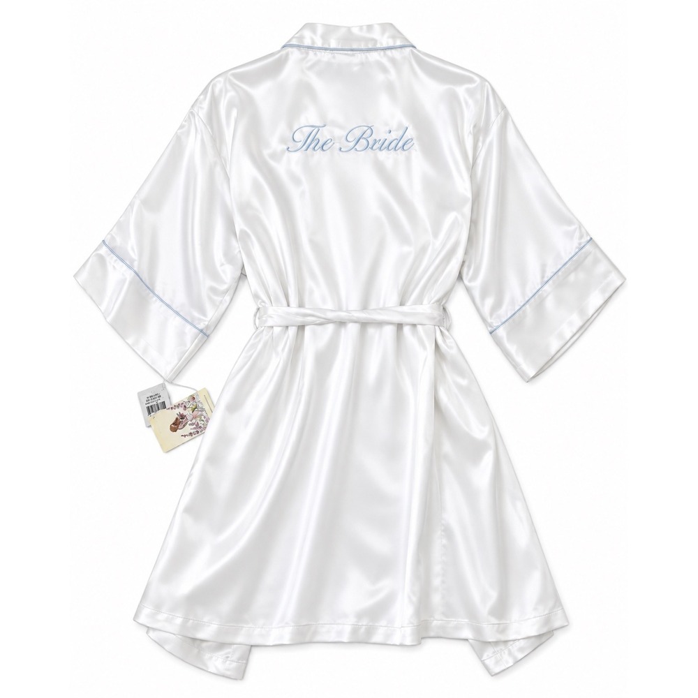 In Bloom by Jonquil The Bride Satin Robe Off White Blue Embroidery LAR030 L/G